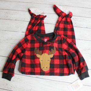 Carter's Baby Boy's Fleece Sleeper Size 18 Months Red Black Buffalo